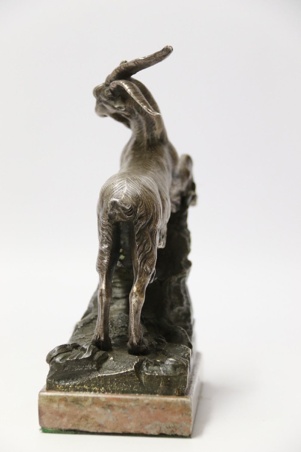 A mid 19th Century Silvered Bronze Study of  a Goat.  View VII