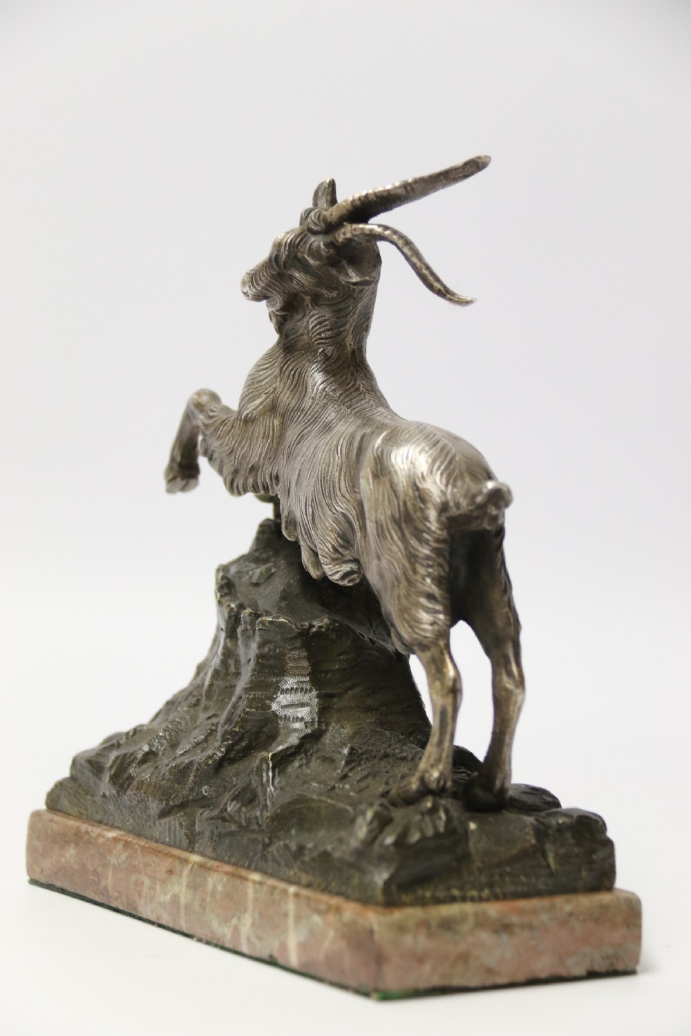A mid 19th Century Silvered Bronze Study of  a Goat.  View VIII