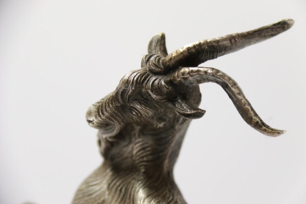 A mid 19th Century Silvered Bronze Study of  a Goat.  View XII