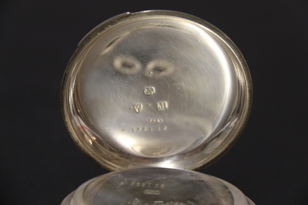 An Over sized Silver Chronograph Pocket Watch and Chain with Mining Tug of War Fob. View VIII