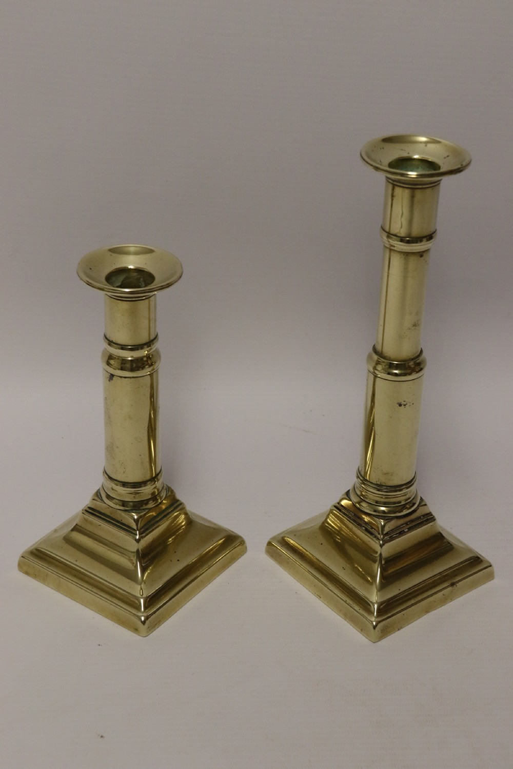 A Pair of Rare English Georgian Telescopic Brass Candlesticks View VI