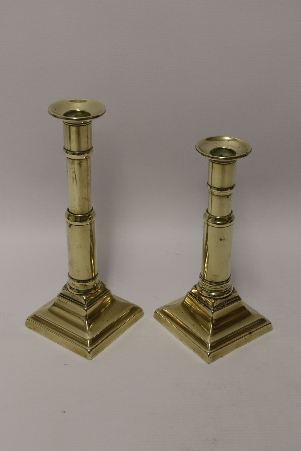 A Pair of Rare English Georgian Telescopic Brass Candlesticks View VII