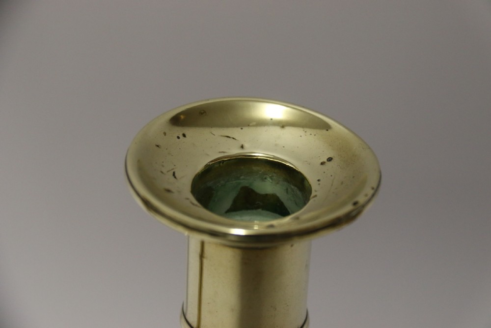 A Pair of Rare English Georgian Telescopic Brass Candlesticks View VIII