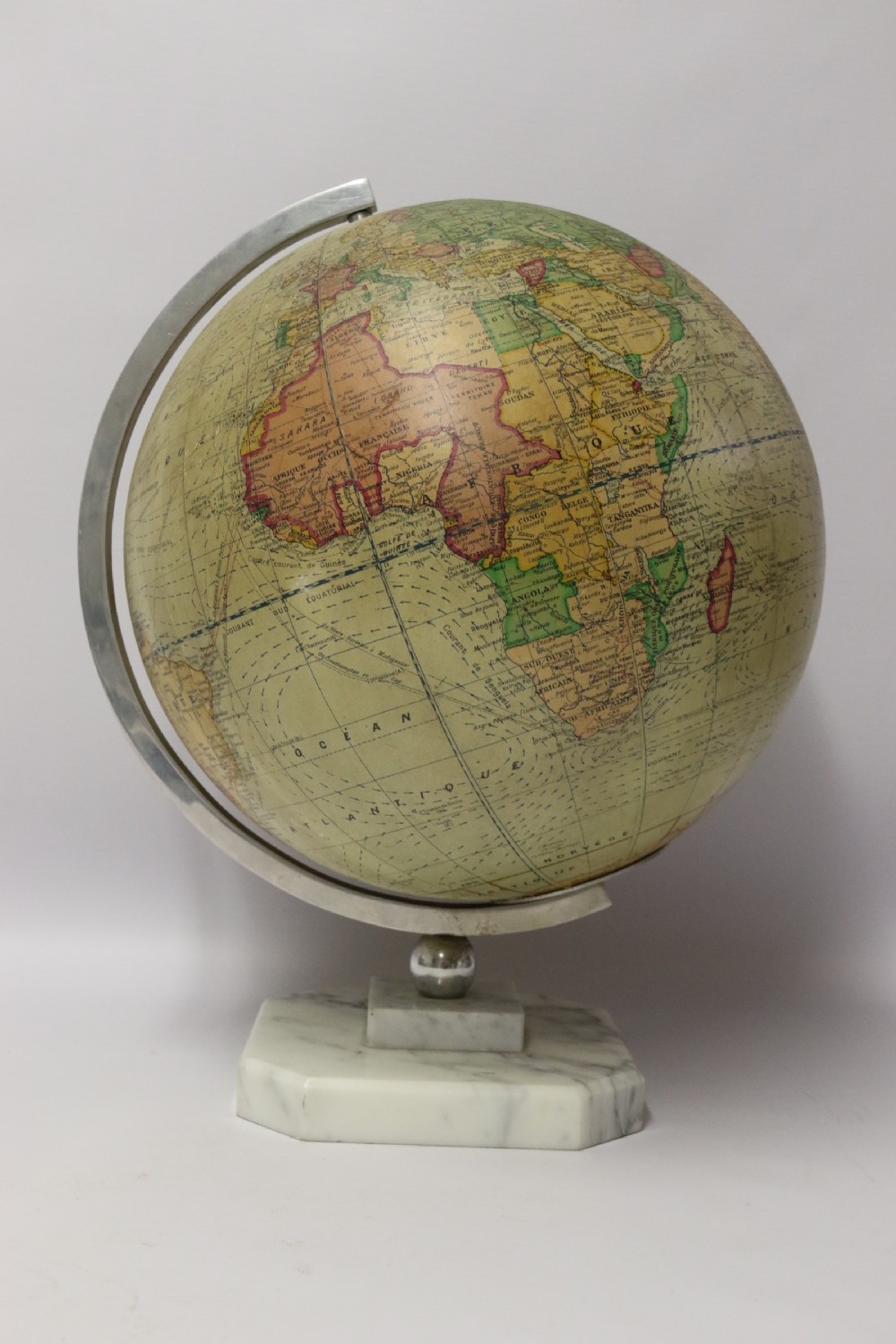 A 1930’s Electrically Illuminated large Desk Globe of the World View IX
