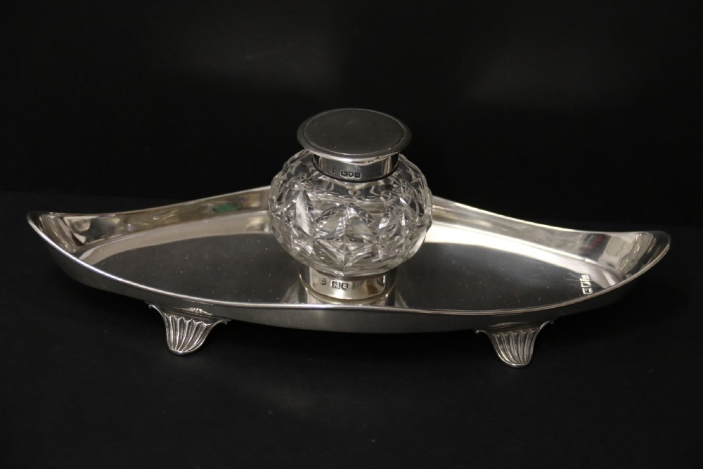 A fine Edwardian Silver Desk Inkstand.