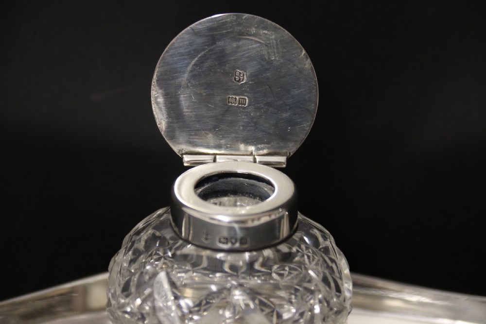 A fine Edwardian Silver Desk Inkstand. View V
