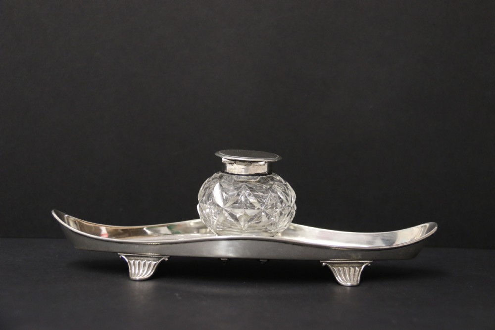 A fine Edwardian Silver Desk Inkstand. View XIII
