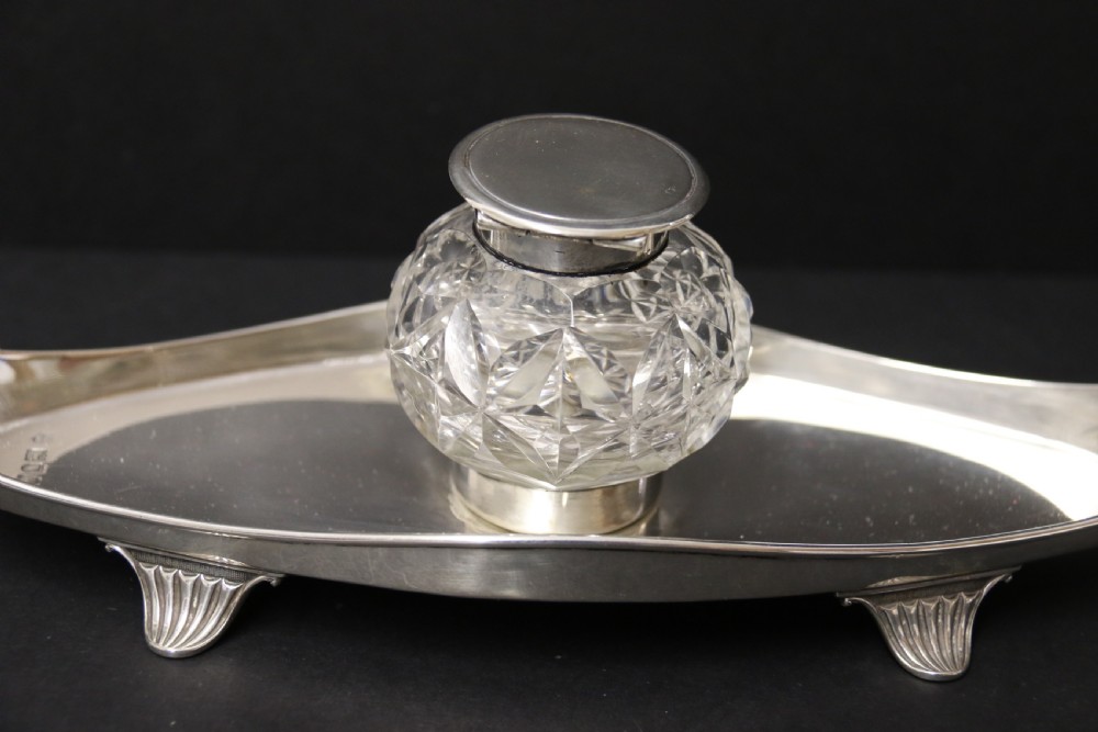A fine Edwardian Silver Desk Inkstand. View XV