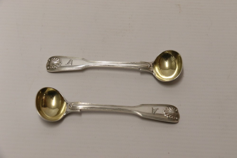 A fine pair of Antique early Victorian Silver Salt Spoons. View II