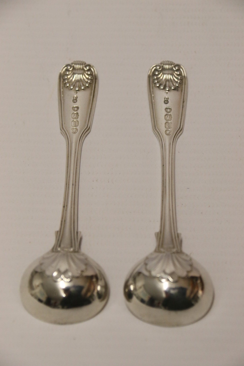 A fine pair of Antique early Victorian Silver Salt Spoons. View VI
