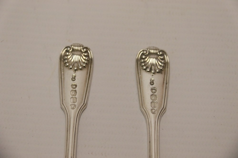 A fine pair of Antique early Victorian Silver Salt Spoons. View VIII