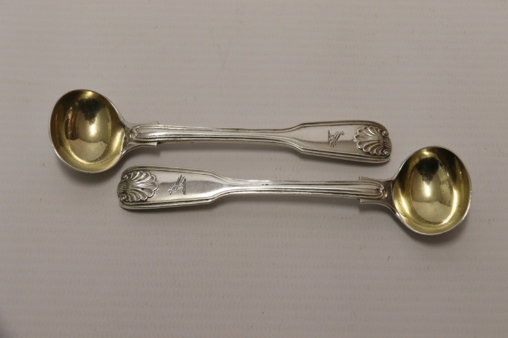 A fine pair of Antique early Victorian Silver Salt Spoons. View XII