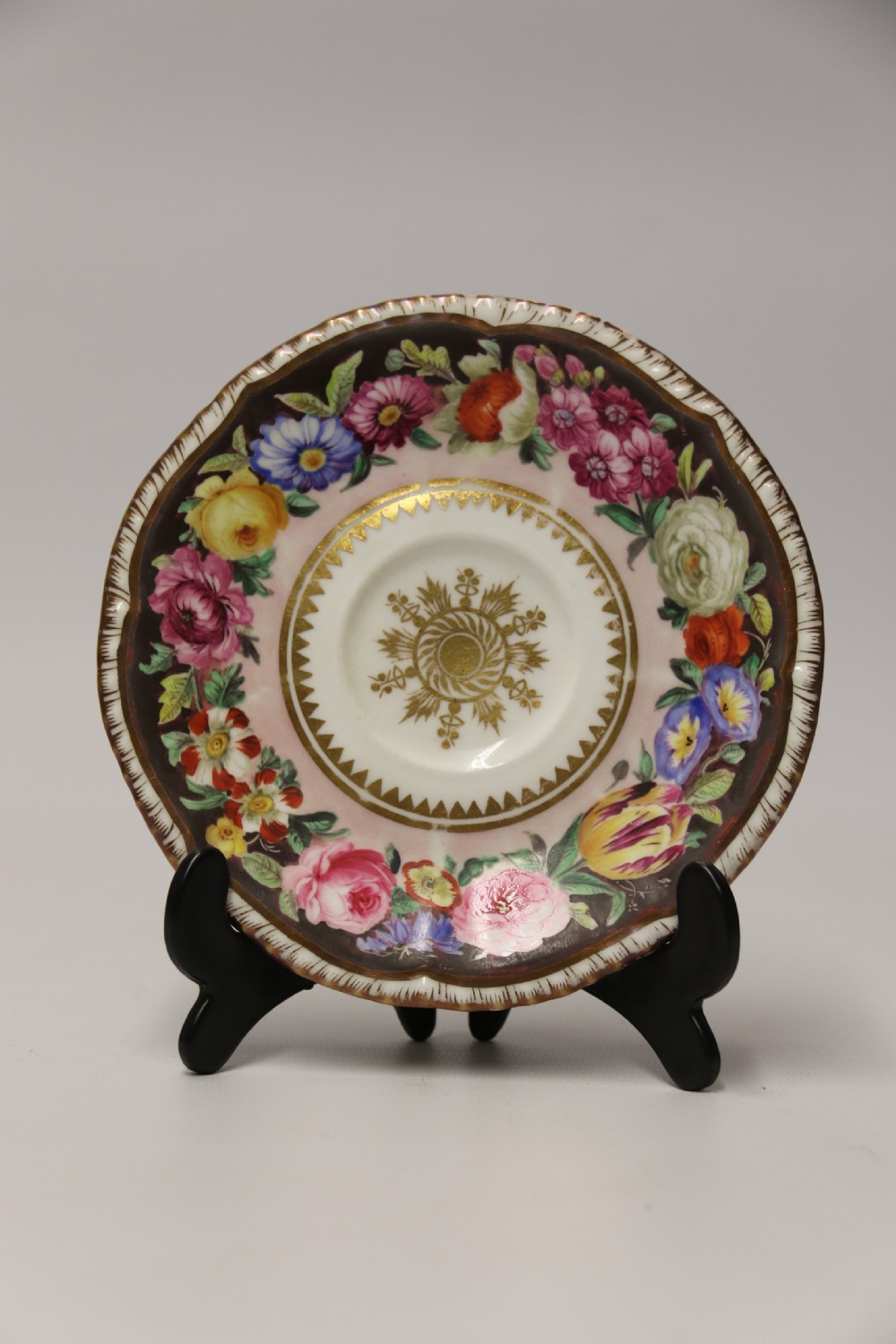 A fine Antique English hand painted Coalport porcelain Cabinet Trio. View II