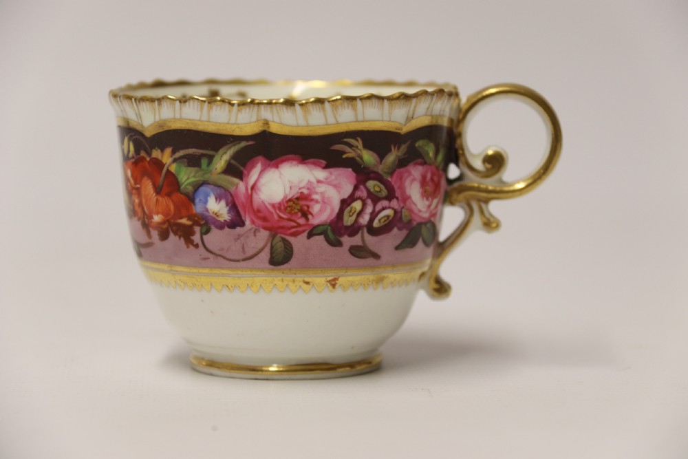 A fine Antique English hand painted Coalport porcelain Cabinet Trio. View III