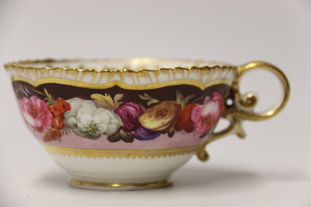 A fine Antique English hand painted Coalport porcelain Cabinet Trio. View IX