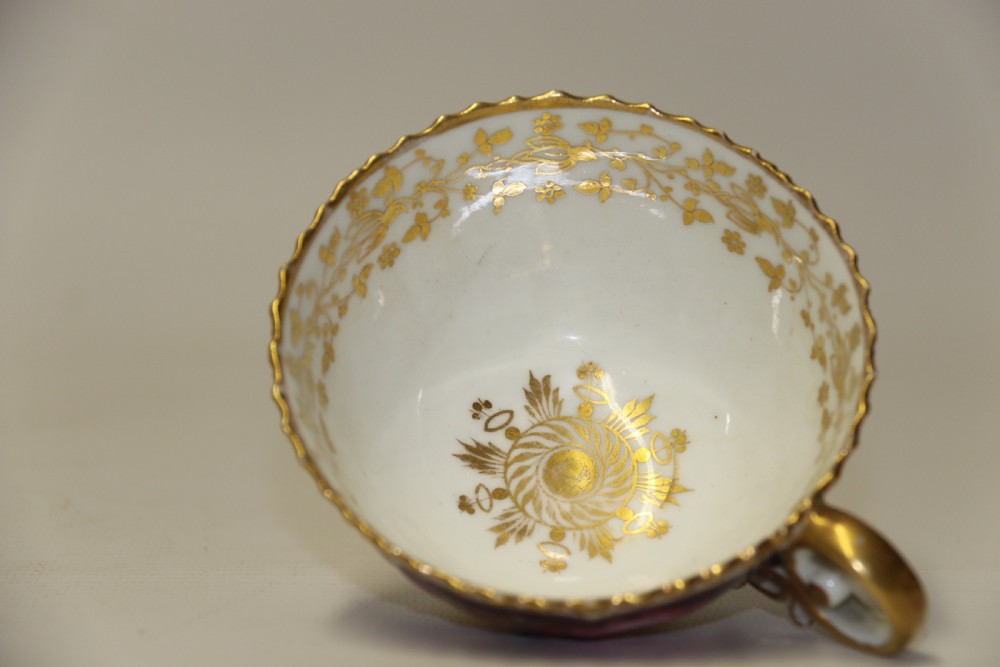 A fine Antique English hand painted Coalport porcelain Cabinet Trio. View XV