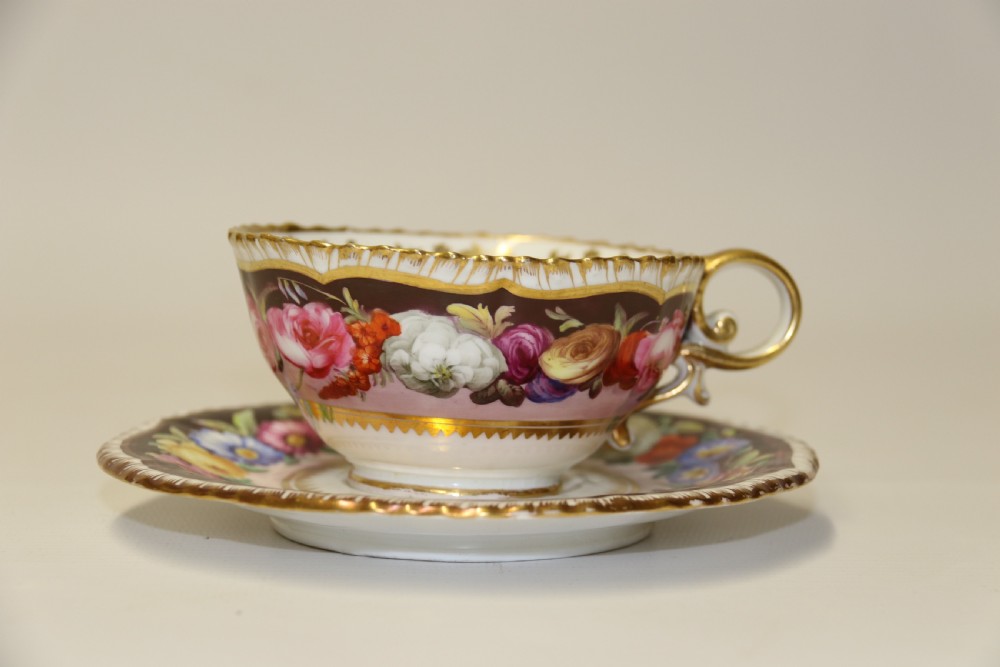 A fine Antique English hand painted Coalport porcelain Cabinet Trio. View XVI