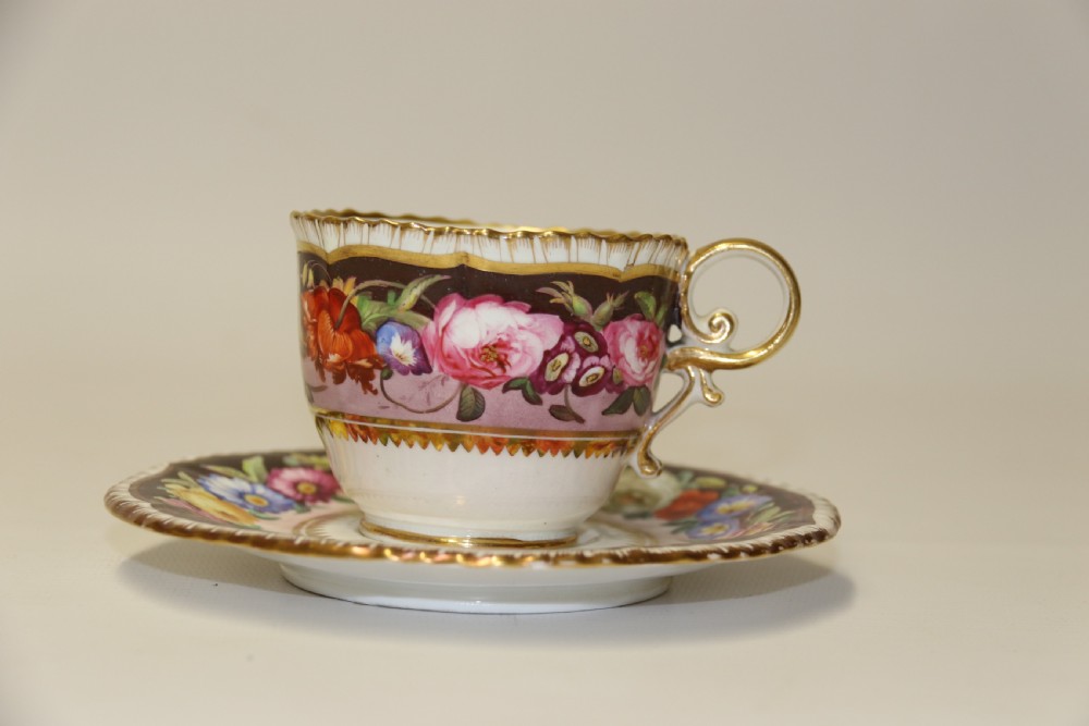 A fine Antique English hand painted Coalport porcelain Cabinet Trio. View XVII