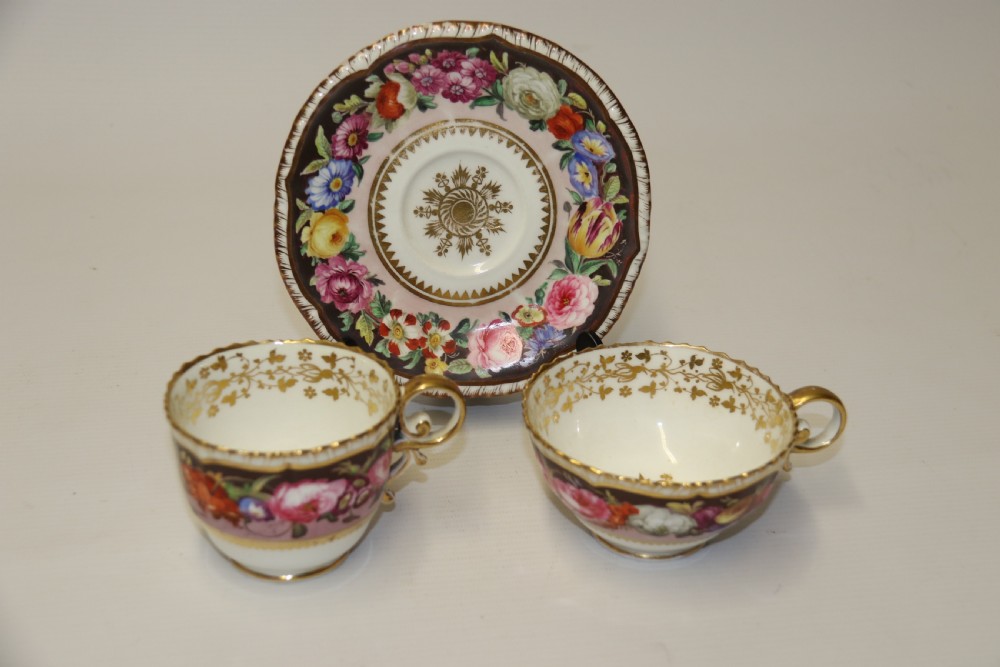 A fine Antique English hand painted Coalport porcelain Cabinet Trio. View XVIII