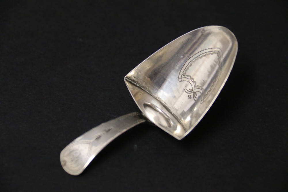 An antique silver George III Tea Caddy Spoon View II