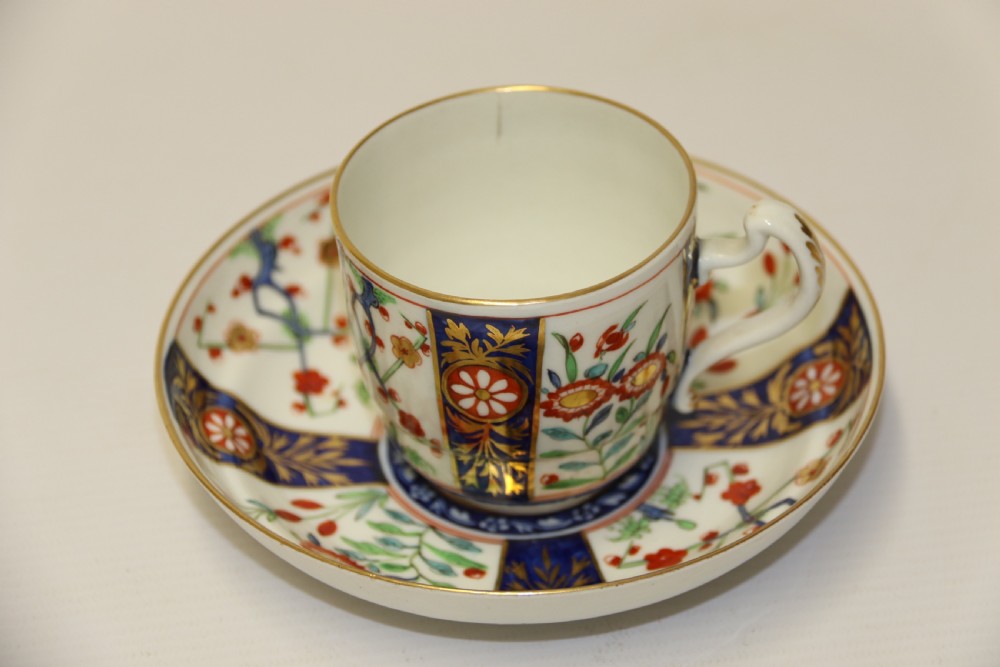 A fine Antique English Dr Wall First Period Worcester Cup and Saucer View X