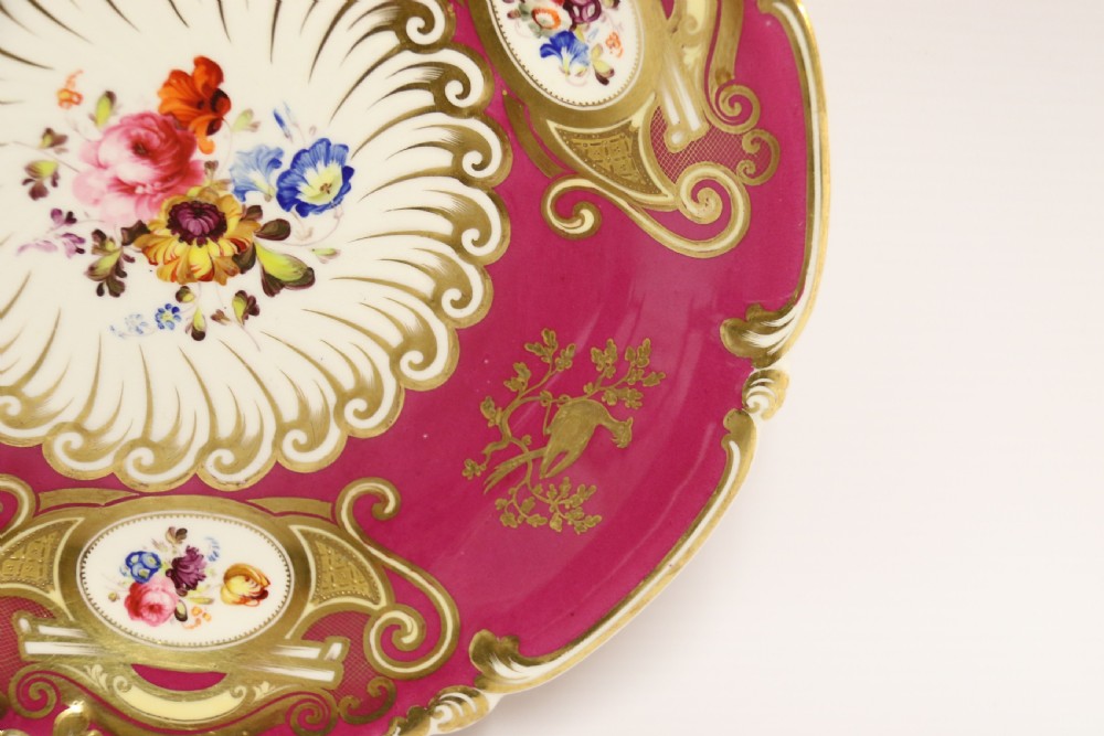 An  Antique English early 19th C Hand Painted Shallow Dish by Daniel  Factory  View V