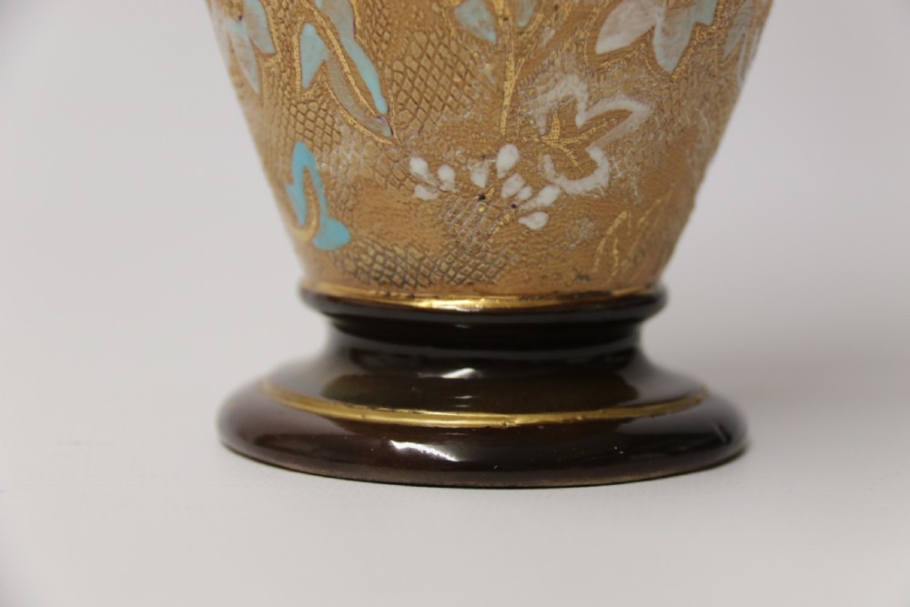 A Large Victorian Doulton Lambeth Hand Painted Vase. View VIII
