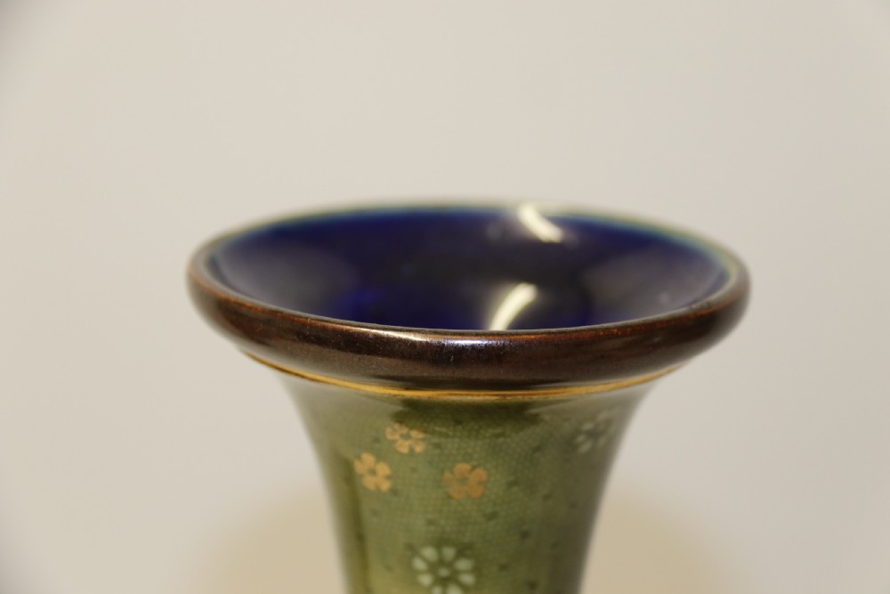 A Large Victorian Doulton Lambeth Hand Painted Vase. View IX