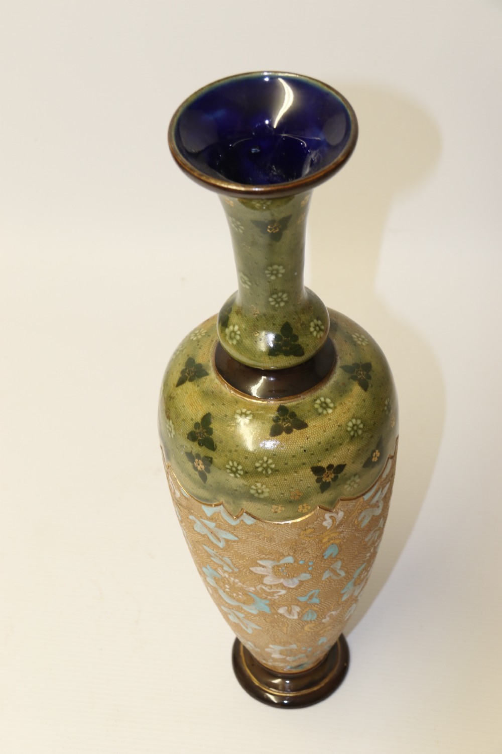 A Large Victorian Doulton Lambeth Hand Painted Vase. View XII