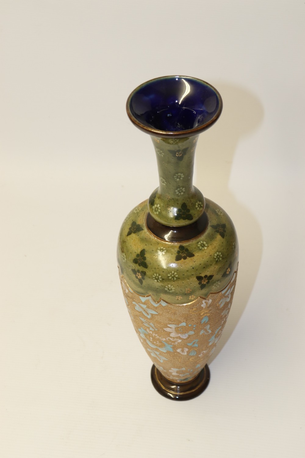 A Large Victorian Doulton Lambeth Hand Painted Vase. View XIII