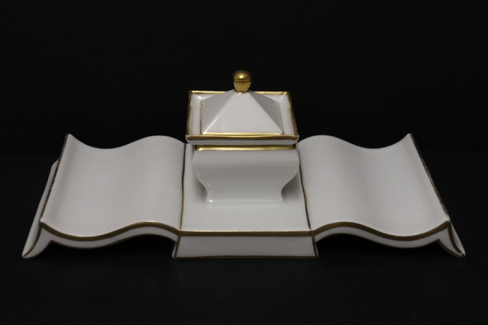 A Stylish Art Deco Porcelain Desk Inkstand View II