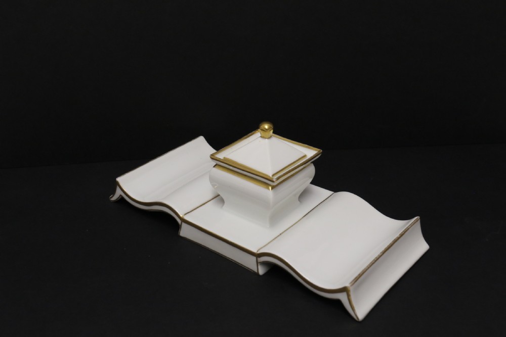 A Stylish Art Deco Porcelain Desk Inkstand View IV