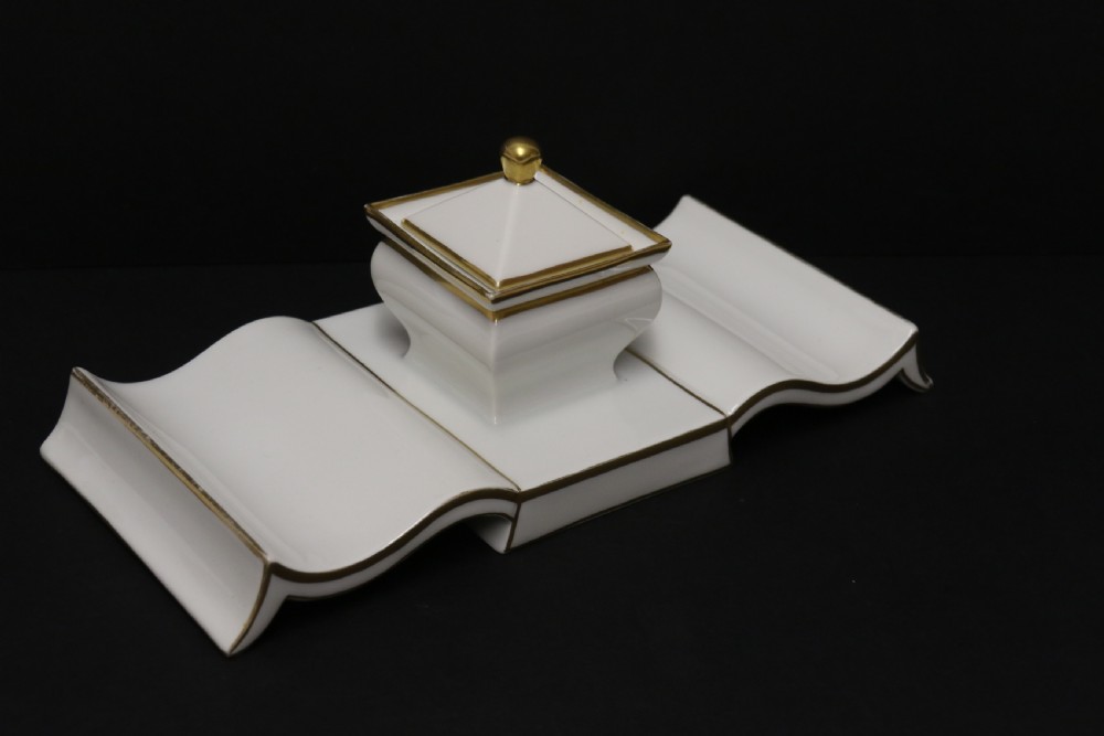 A Stylish Art Deco Porcelain Desk Inkstand View IX