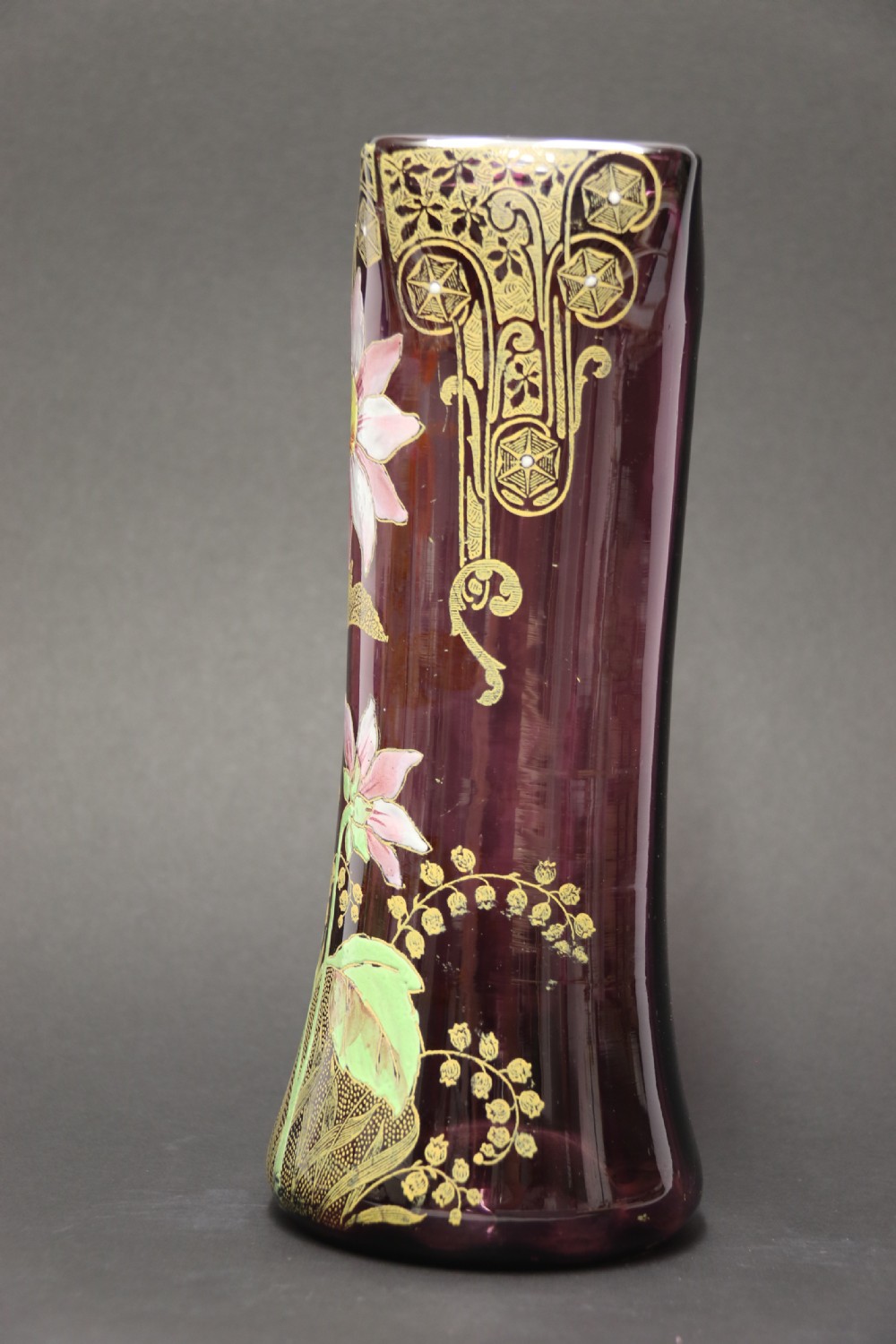 A late 19th C French Enameled  Glass vase attributed to Legras View II
