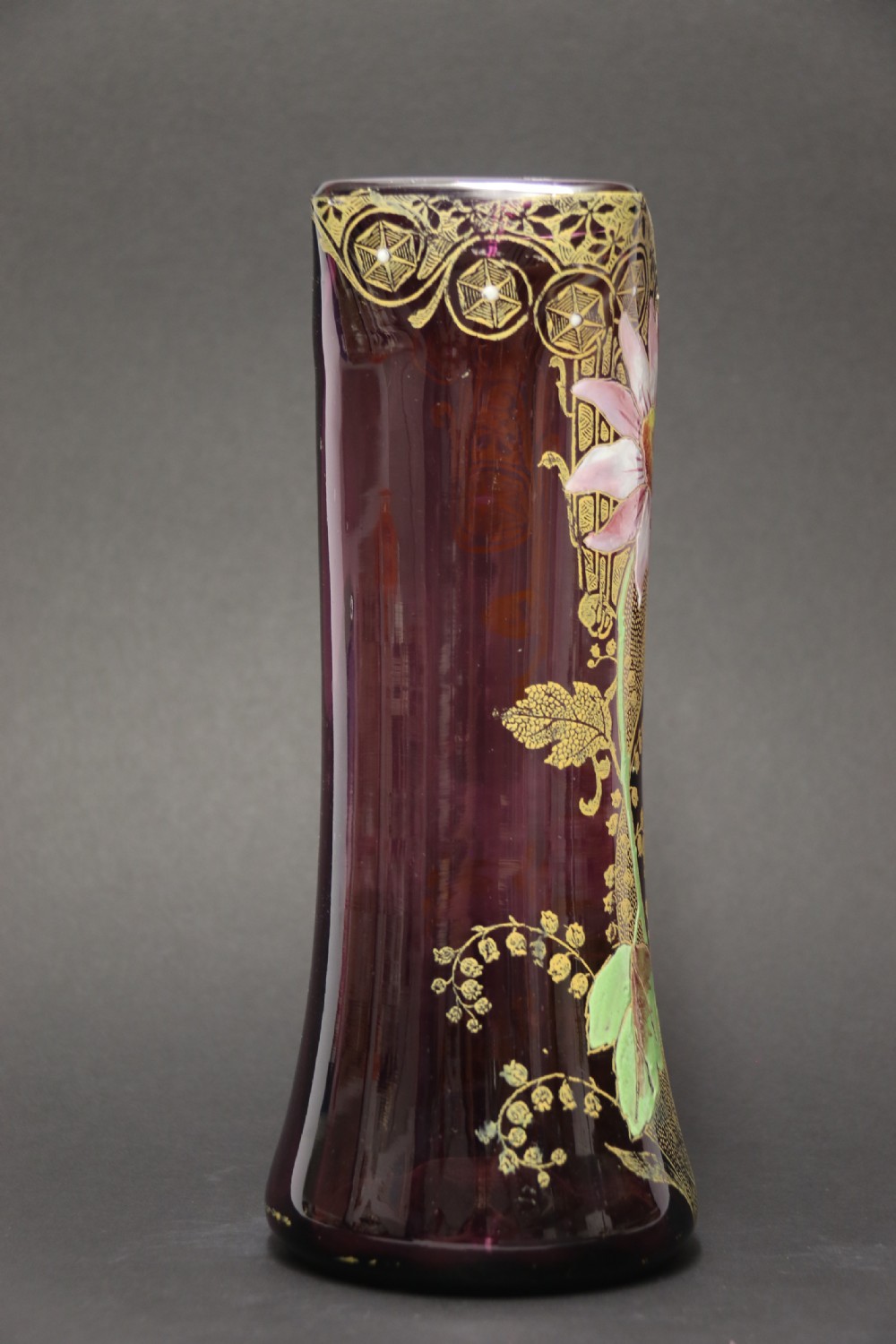 A late 19th C French Enameled  Glass vase attributed to Legras View IV