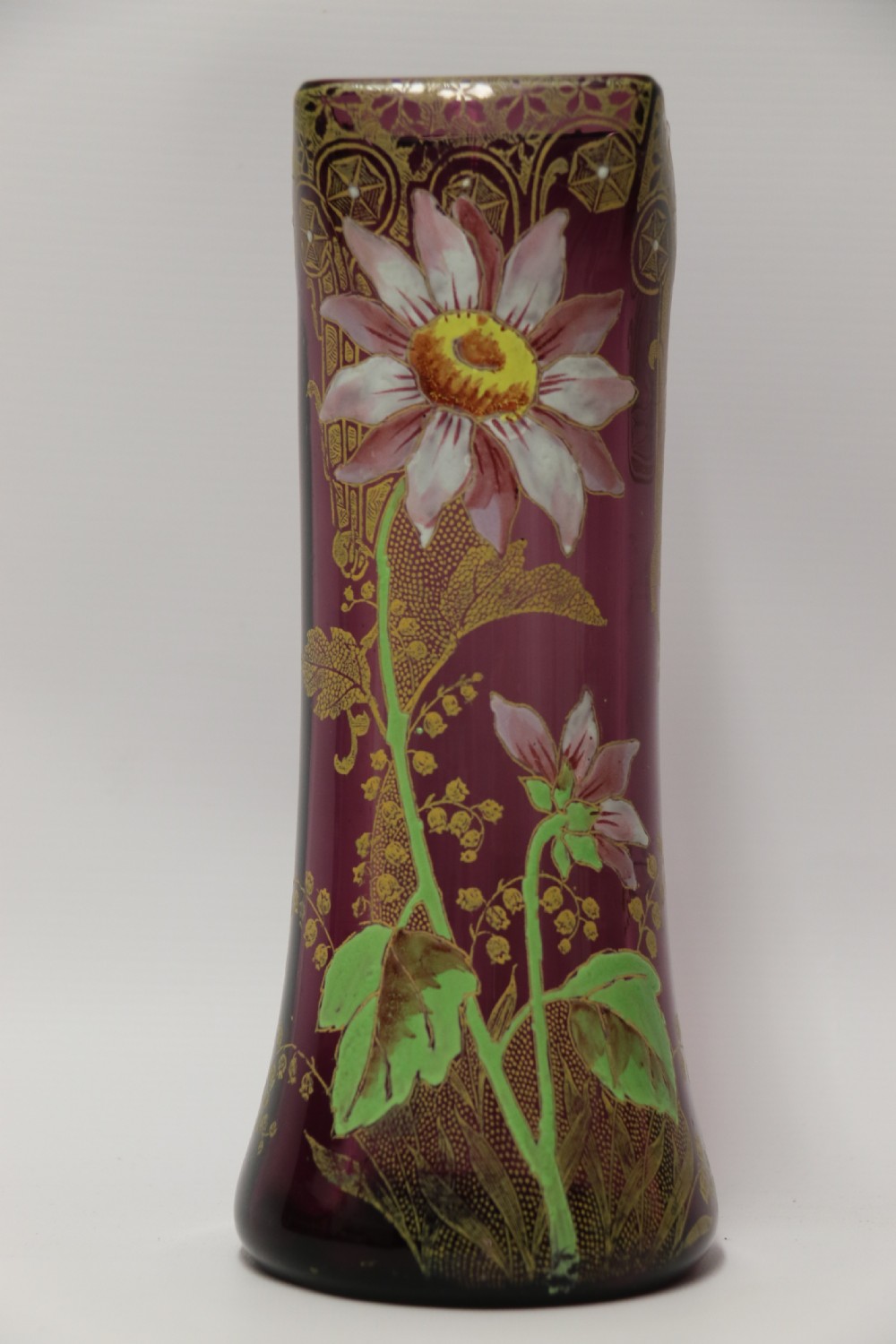 A late 19th C French Enameled  Glass vase attributed to Legras View V
