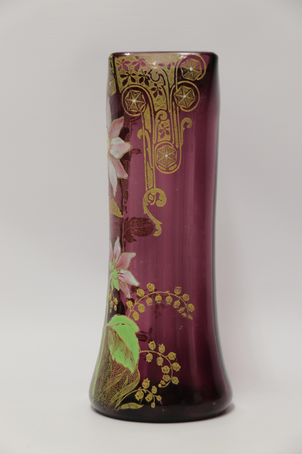 A late 19th C French Enameled  Glass vase attributed to Legras View VI