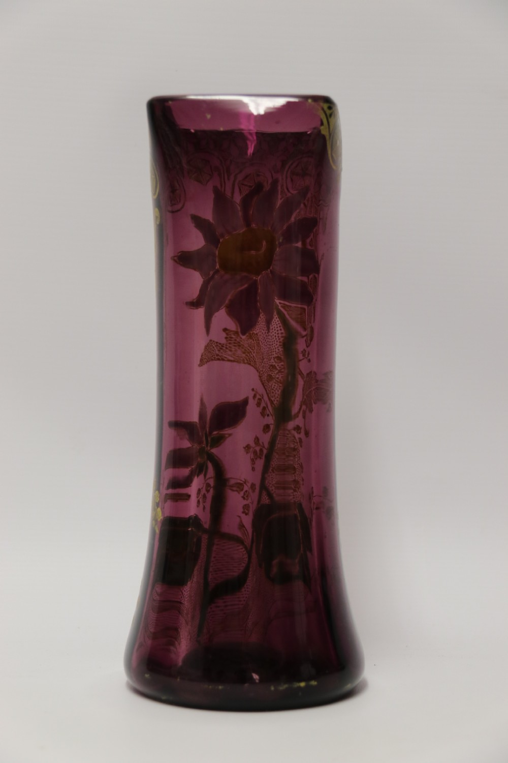 A late 19th C French Enameled  Glass vase attributed to Legras View VII