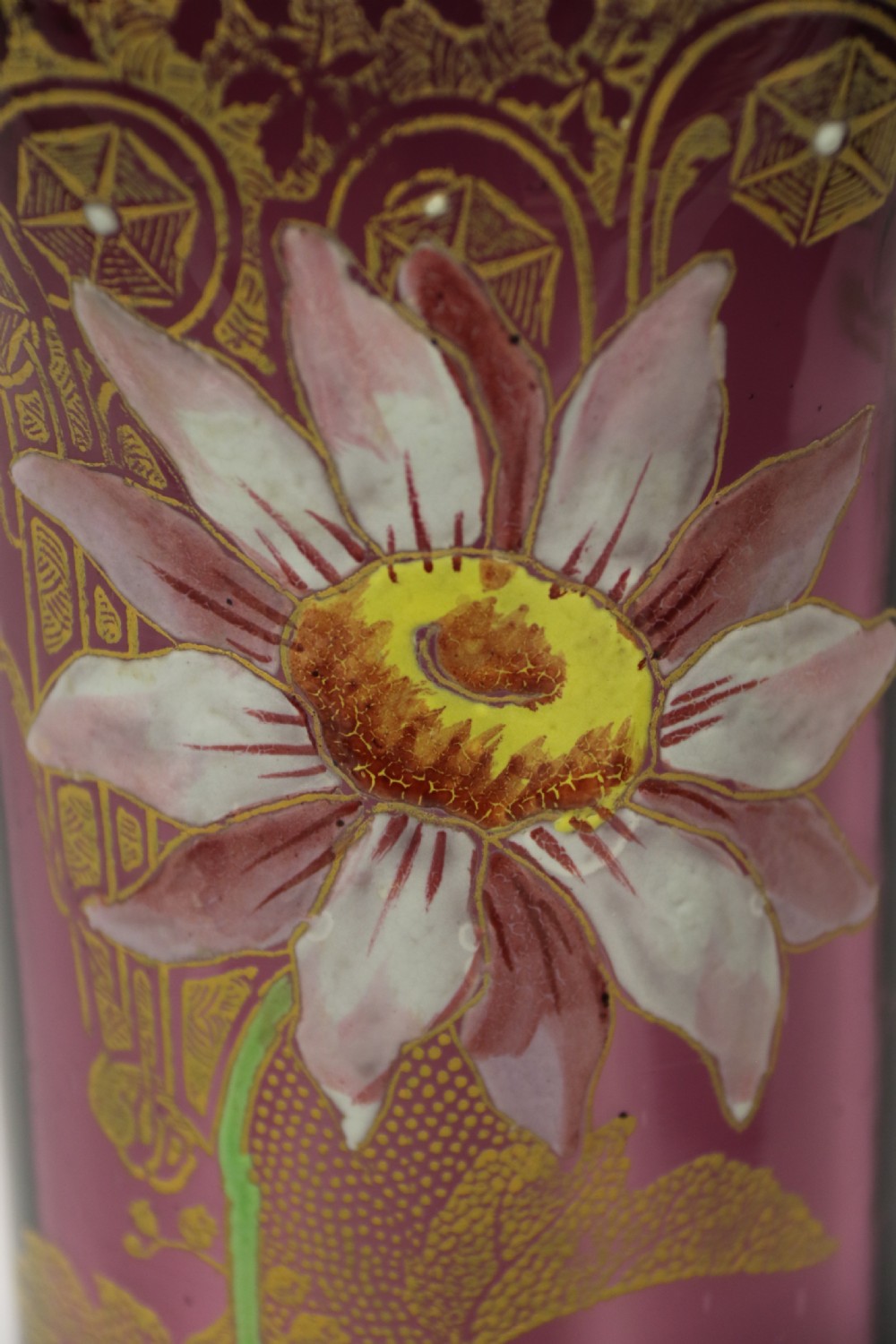 A late 19th C French Enameled  Glass vase attributed to Legras View IX