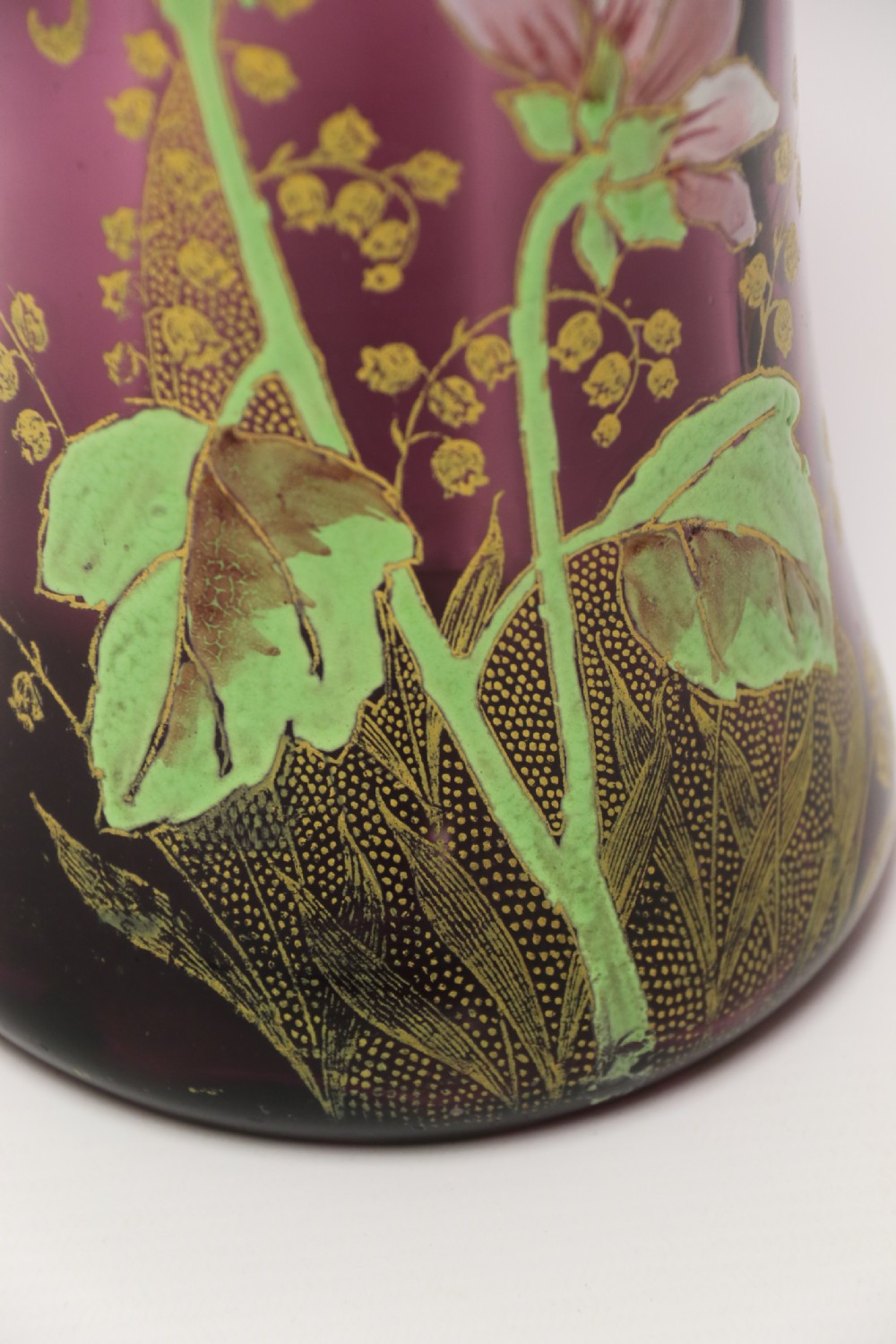 A late 19th C French Enameled  Glass vase attributed to Legras View XI
