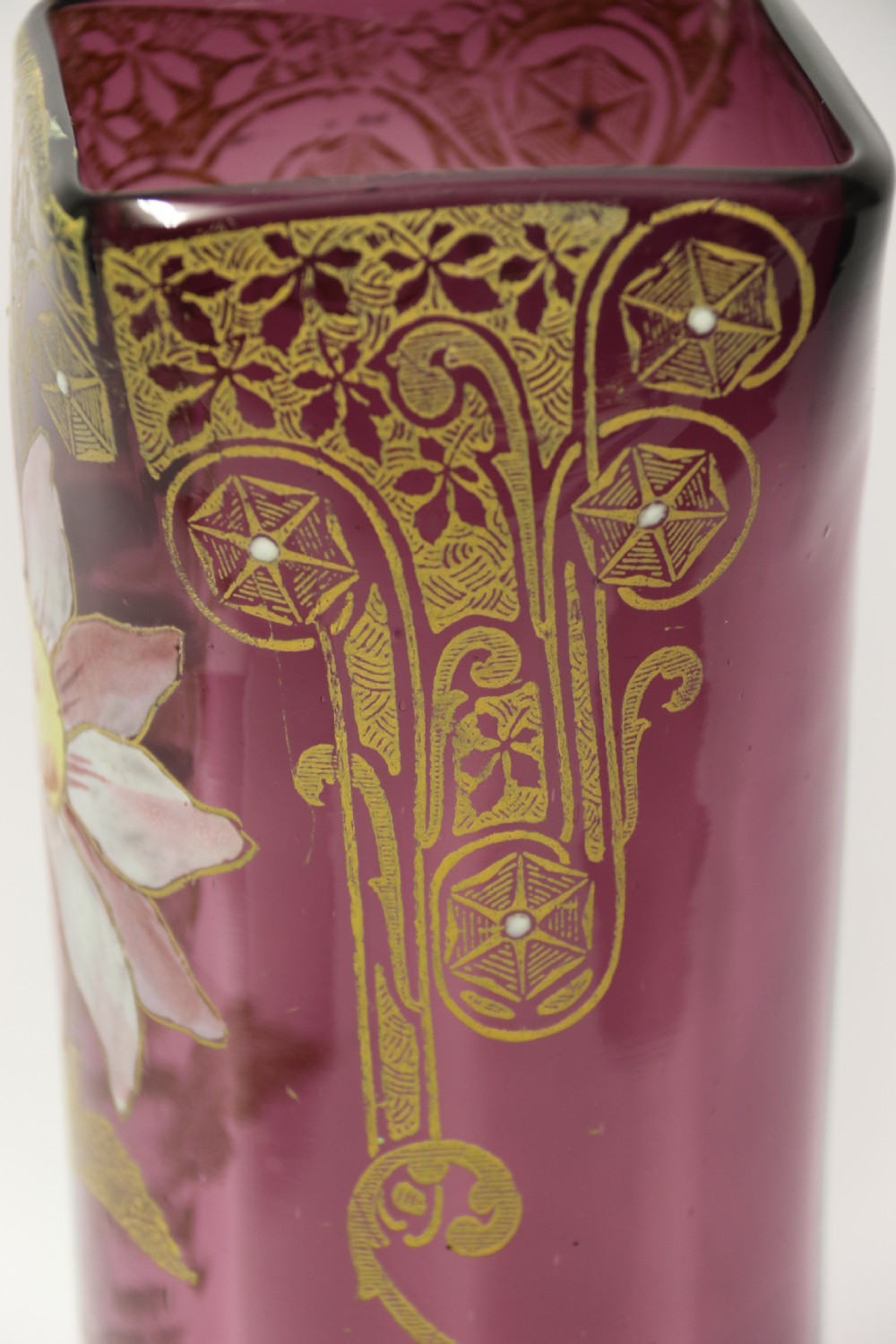 A late 19th C French Enameled  Glass vase attributed to Legras View XII