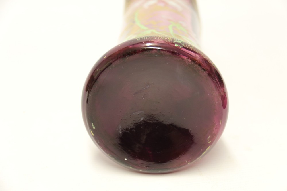 A late 19th C French Enameled  Glass vase attributed to Legras View XVI
