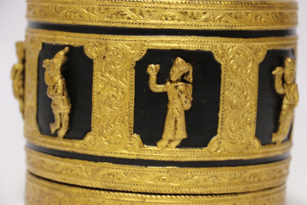 A fine Indian Raj period gilt Papier Mache Box. View II