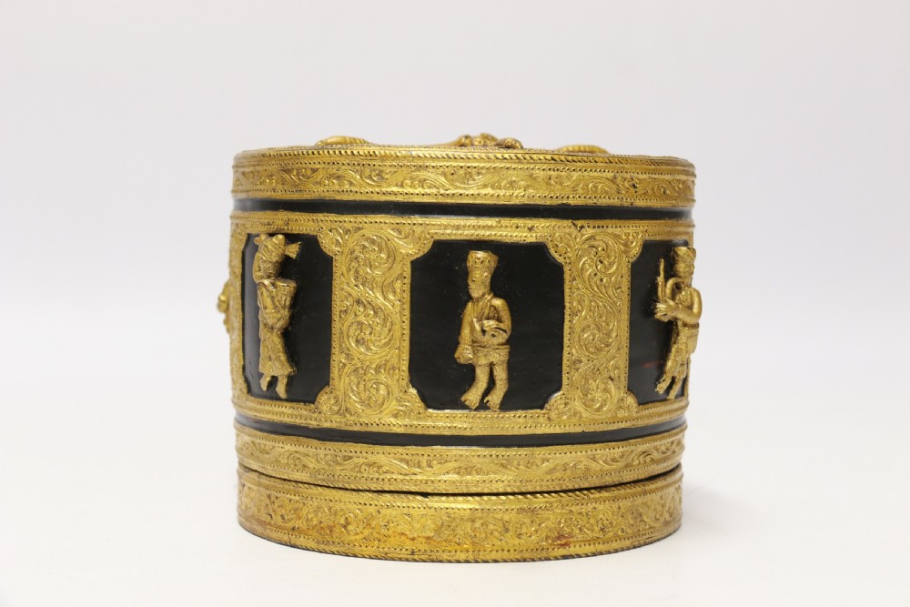 A fine Indian Raj period gilt Papier Mache Box. View IX