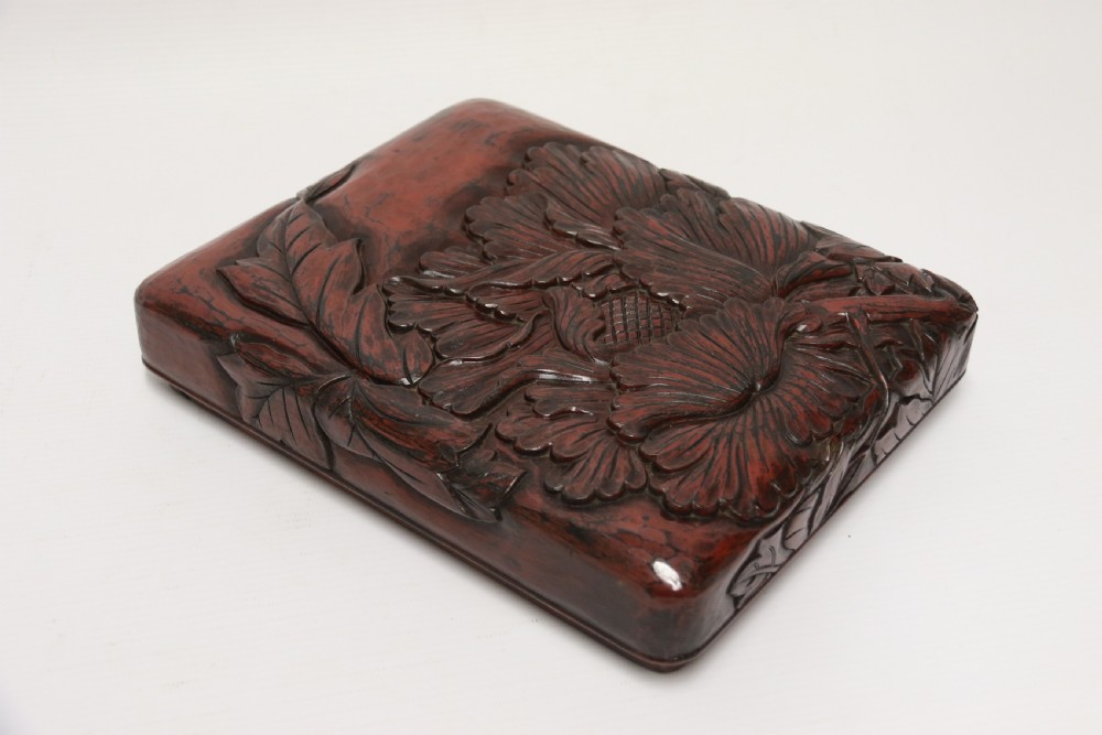 A fine Japanese Early 20th C Carved and Lacquered Stationary Box View IV