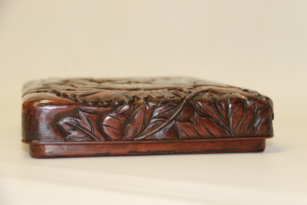 A fine Japanese Early 20th C Carved and Lacquered Stationary Box View V