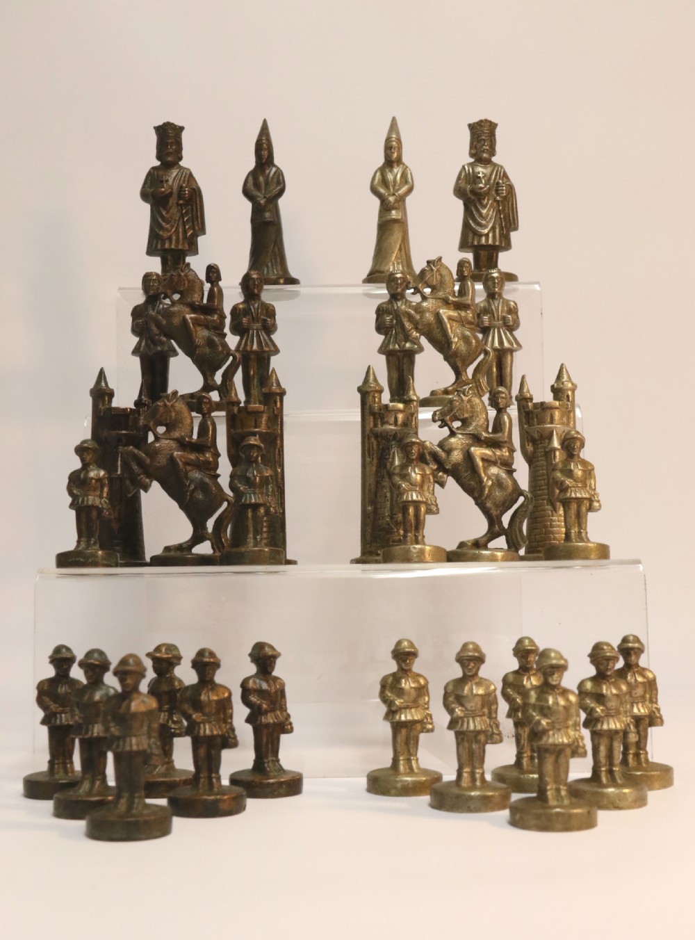 An Unusual Bronze and Nickel Chess Set