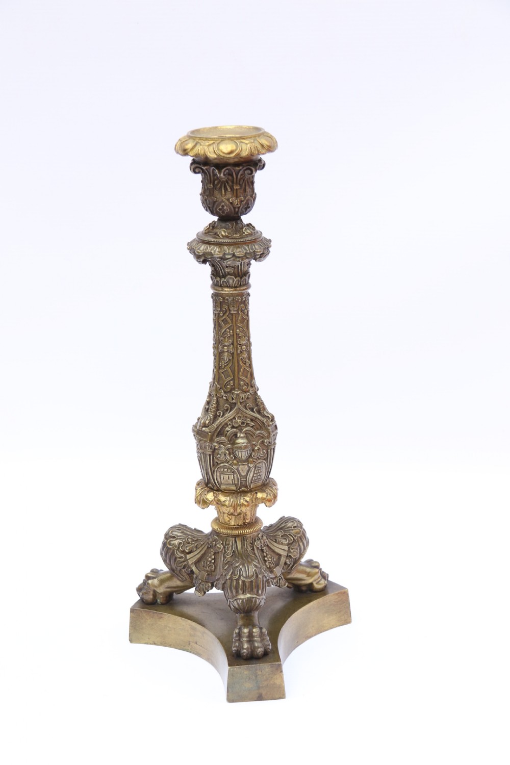 A pair of 19th C Bronze and Gilt Candlesticks, Circa 1845 View II