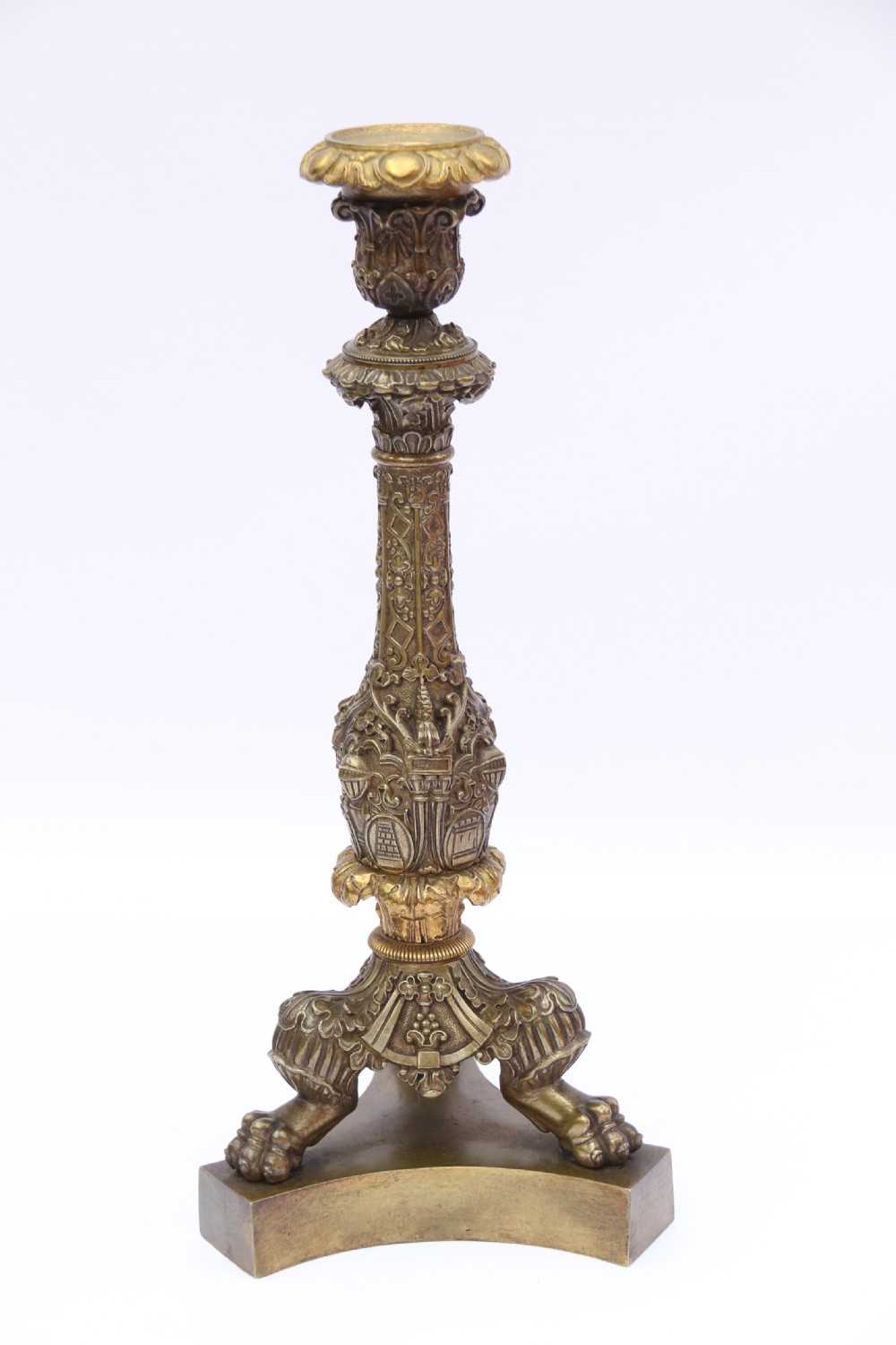 A pair of 19th C Bronze and Gilt Candlesticks, Circa 1845 View III