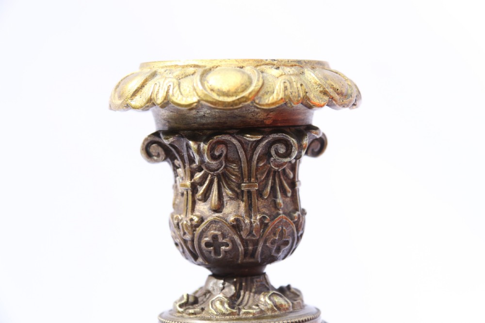 A pair of 19th C Bronze and Gilt Candlesticks, Circa 1845 View V